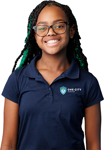 One City Schools student girl smiling